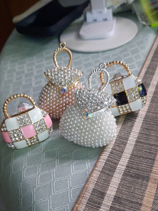 Handbags - Pearl-Embellished Mini Bag Charm – White and Pink Options